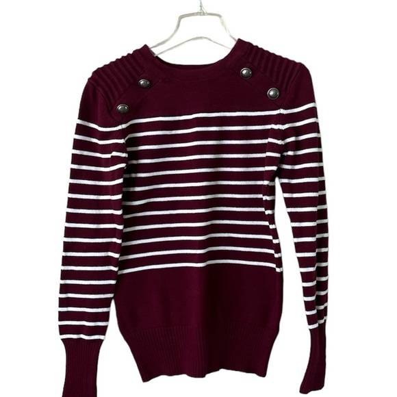 Patty Boutik Sweater Stripe Button Detail Size XL Long Sleeves Ribbed Shoulder - Picture 1 of 16